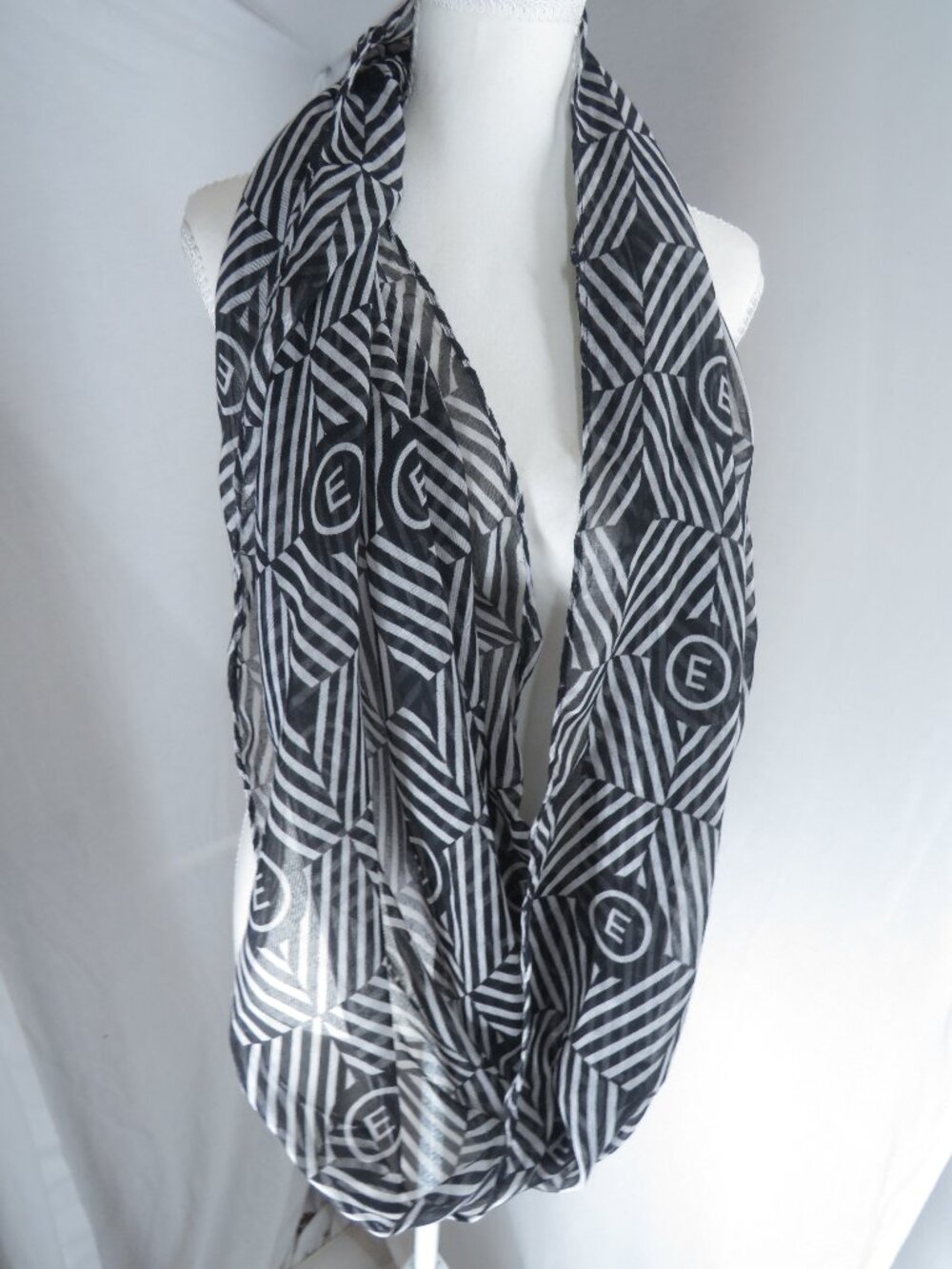Mud Pie Infinity Scarf 27" Wide 69" Loop | Lightweight Boho Geometric Wrap |